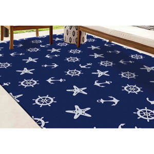 Tapis imprimé - Design boussole nautique et ancre pour bureau, chambre de garçon, avec tapis à poils doux - Product Image 3