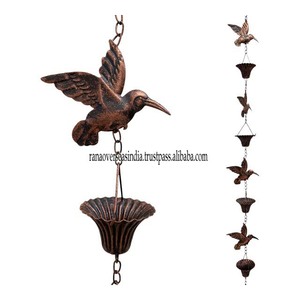 Cadenas de Lluvia Decorativas de Cobre Antiguo de Lujo con Diseño de Colibrí, Recolector de Agua de Lluvia de Metal de 8.5 pies de Largo, Adornos con Logotipo Personalizado para Jardín - Product Image 3
