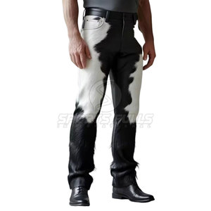 Pantalon en cuir de vachette véritable pour hommes, fabriqué à la main - Product Image 1