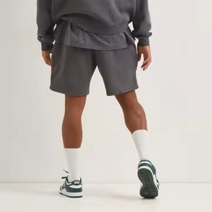 Pantalones cortos deportivos para correr de verano de alta calidad Unisex con logotipo personalizado, pantalones cortos deportivos sólidos de algodón y lana de poliéster en blanco de peso pesado para - Product Image 3