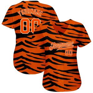 Camiseta de Béisbol Auténtica con Diseño de Tigre en 3D, Color Naranja y Negro Personalizado - Product Image 2