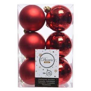Amicasa Juego de 12 Bolas de Navidad Rojas de Plástico de 6 cm para Decoraciones Festivas 9021832 - Product Image 1