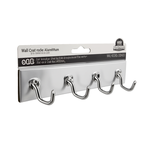 Wall Coat Rack Aluminum F1 Silver 3 Hat and Coat <b>Hooks</b> 410mm - Product Image 2