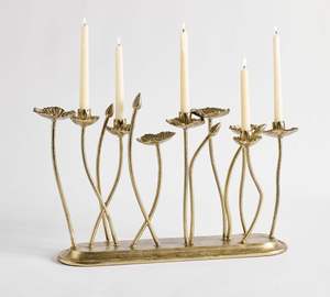 Elegant white <b>flower</b> <b>candle</b> holder with a slender curved stem. Available at wholesale prices. - Product Image 3