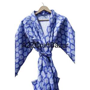 Chaqueta Acolchada de Algodón Puro Hecha a Mano Estilo Bohemio para Mujer, Reversible, Diseño Floral Indio, Ropa de Invierno - Product Image 5