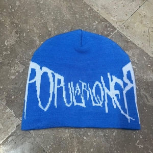 OEM Jacquard Cuffless Double Side Knitted Beanies Y2K Fashion Winter Warmth Hats with Customized Logo Puff Printing for <b>Travel</b> - Product Image 6