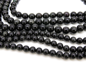 Collier en cristal naturel, perles d'obsidienne noire lisses, pierre rouge polie, bijoux en pierres précieuses, brin lâche, grossiste, pierre précieuse pour la guérison - Product Image 6