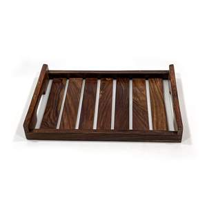 Elegante bandeja de servicio de hotel de lujo ecológica más grande de madera anidada otomana tocador bandejas decorativas para servir platos - Product Image 2
