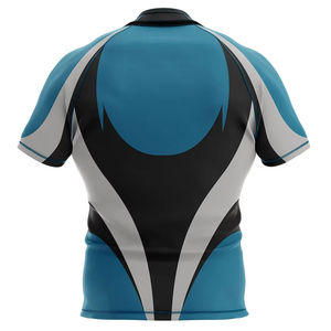 Kit d'uniforme de rugby en polyester pour hommes, sur mesure, en gros, sublimation - Maillot noir ajusté avec passepoil vert fluo - Product Image 2