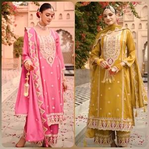 Dernière collection d'été de créateurs, costume Salwar pakistanais tendance pour la fête, fabriqué en Inde, prix de gros - Product Image 2