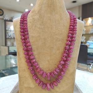 Conjunto de collar clásico de 2 filas tallado de calabaza de rubíes reales de moda de la mejor calidad para mujeres y niñas bodas compromisos desgaste - Product Image 1