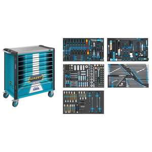 Chariot à outils manuel Hazet Assistant à 8 tiroirs avec un ensemble d'outils de qualité supérieure de 425 pièces, emballé dans un coffret rigide - Product Image 1