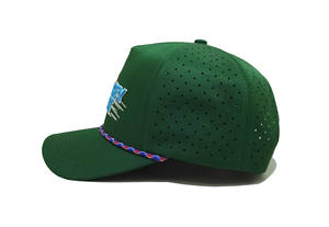 Gorra Snapback Verde al por Mayor con Servicio de Bordado de Logotipo Personalizado, Gorra de Rendimiento con Cuerda Cortada a Láser para Marca y Eventos - Product Image 2