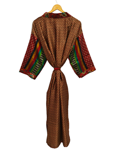 เสื้อคลุมมัดย้อมสำหรับชุดเจ้าสาวของเธอชุดของขวัญเสื้อคลุมปาร์ตี้ชายหาดชุดกิโมโนผ้าไหมส่าหรีพิมพ์ลายอินเดีย - Product Image 3