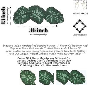 Christmas Decorative and Leaves Design Beaded <b>Runner</b> Placemat <b>Dining</b> <b>Table</b> Fancy Mat Handmade Decorative <b>Runners</b> for Wedding - Product Image 2