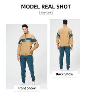 2025 OEM personnalisé blanc fermeture éclair 2 pièces ensemble survêtements hommes Streetwear ensembles français éponge coton à capuche pantalons de survêtement survêtement ensembles - Product Image 6