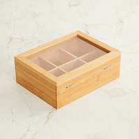 Boîte de rangement en bois naturel moderne à compartiments multiples, vente en gros, organisateur multi-sections pour bijoux, épices, fruits secs, décoration intérieure