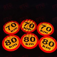 Marocain marché véhicule arrière panneau de marquage réfléchissant autocollant réfléchissant rond 70 80 90 KM HIP Grade plaque d'avertissement autocollant réfléchissant