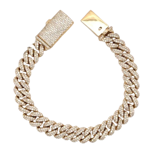 สร้อยข้อมือแบบ Cuban Link ชุบทองคำขาว 10 มม. ประดับด้วยโมอิสซาไนต์ ดีไซน์แฟนซี สไตล์ฮิปฮอป เครื่องประดับคุณภาพสูง เหมาะสำหรับเป็นของขวัญวันครบรอบ - Product Image 1