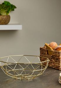 Cesta de Frutas y Pan de Dos Niveles, Chapada en Oro de Alta Calidad, Accesorios de Cocina, Diseño Art Deco para Diwali y Bodas - Product Image 5