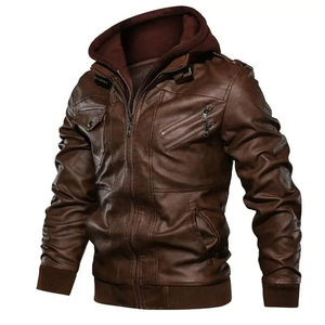 Leather <b>Jacket</b> Men Wholesale High Quality Blank Plain Windproof Full <b>Zip</b> <b>up</b> Custom Leather <b>Jacket</b> - Product Image 1
