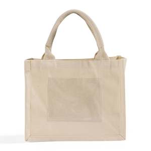 Solid Color 100% Cotton <b>Canvas</b> Open Closure Wedding Tote Bag with Front Pocket Customizable for Women's Wedding Favors - Product Image 1
