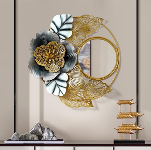 กระจกติดผนังสีทองธีมดอกไม้ที่มีรายละเอียดของใบไม้นำความอบอุ่นและเสน่ห์จากธรรมชาติมาสู่ห้องนอนห้องโถงหรือซอกซี่ - Product Image 6