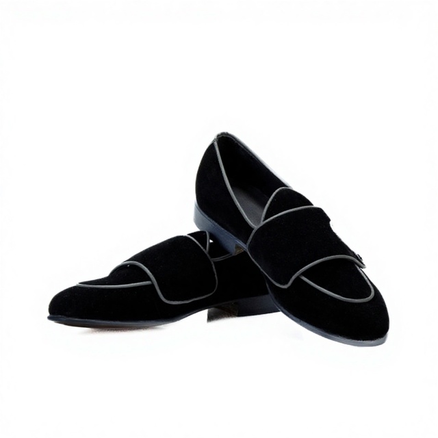 Men Velvet Double Monk Strap Loafers Luxury Formal Slip On Dress Shoes Wedding Party Comfortable Designer Fashion Shoes