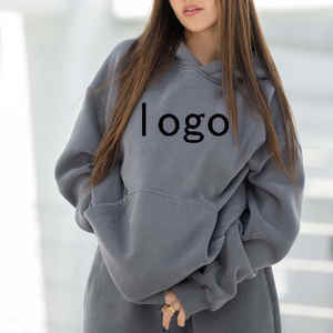 Pull-over ample à la mode de luxe personnalisé pour femmes ensemble sweat à capuche et pantalon de survêtement à imprimé bouffant en coton biologique - Product Image 4