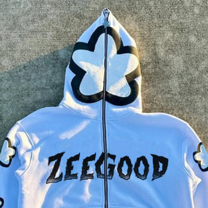 เสื้อฮู้ด3D พองซิปเต็มตัวสำหรับผู้ชายและผู้หญิงเสื้อแบบสวมหัวโอเวอร์ไซส์ผ้าคอตตอนผสมแบบ100% - Product Image 5