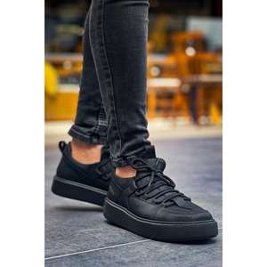 CH159 CST รองเท้าเดินออกกำลังกายของผู้ชาย, รองเท้าส้นเตี้ยส้นหนาหนังเทียมสีดำสำหรับออกกำลังกายและเดิน - Product Image 2