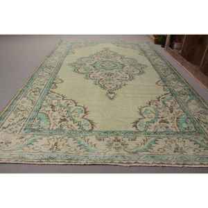 Tapis turc vintage classique vert bleu Patchwork Design laine Latex Rectangle couloir 5.3x9.4 pieds nouvelle grande surface pour chambre - Product Image 2