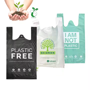 Bolsas de fuelle lateral de supermercado Personalizar Compostable Biodegradable Reutilizable Tote Shopping T-Shirt Bag - Product Image 5
