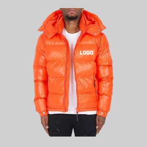 Top tendance Polyester Nylon doudoune hommes fermeture éclair plaine teint fini vestes personnalisé Orange rembourré manteau avec capuche 2026 - Product Image 2