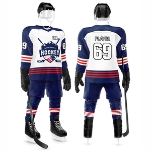 Directo de fábrica, venta al por mayor, diseño Vintage, serigrafía, transpirable, secado rápido, tela de malla, uniforme de hockey sobre hielo para equipo de Club de hombres - Product Image 1