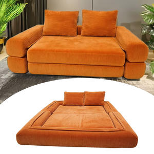 <span class=keywords><strong>Canapé</strong></span>-lit pliable en velours côtelé avec accoudoirs carrés, <span class=keywords><strong>canapé</strong></span> modulaire compressible, fauteuil de loisirs confortable et moelleux, <span class=keywords><strong>canapé</strong></span> paresseux - Product Image 1