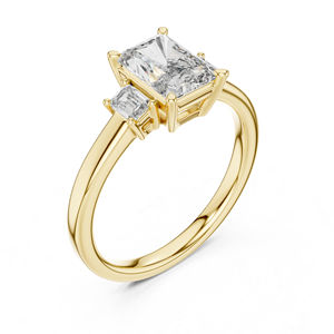 Anillo de Diamante Cultivado en Laboratorio Radiante y Esmeralda en Oro Rosa de 14K para Mujer |   Diamante Cultivado Nuevo - Product Image 4