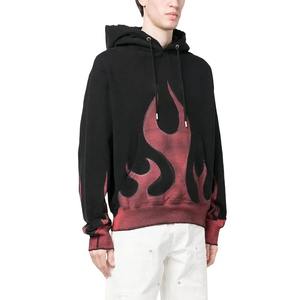 Sudadera con capucha lavada con ácido para hombre, negra, sostenible, desgastada, 100% de algodón, transpirable, antiretráctil, con estampado DTG - Product Image 2