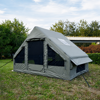 Tente Gonflable Verte 6,3 m² en Gros d'Usine, Oxford 600D Imperméable, avec Cheminée, pour 2-3 Personnes, Pliable Quatre Saisons