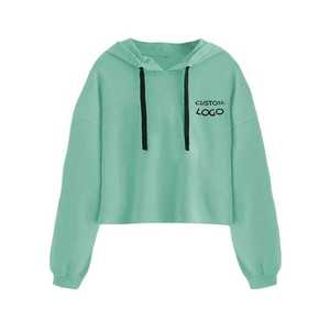 เสื้อครอปมีฮู้ดแขนยาวสำหรับผู้หญิงพิมพ์โลโก้ได้ตามต้องการดีไซน์แฟชั่นมีฮู้ดสำหรับฤดูใบไม้ผลิและฤดูหนาว - Product Image 4