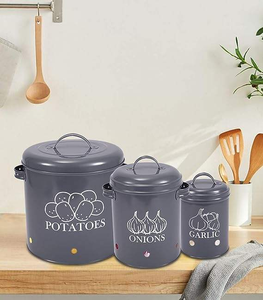 Juego de botes de almacenamiento de verduras de cocina de Metal de gran capacidad, contenedores de almacenamiento de alimentos de ajo y cebolla con asa - Product Image 2