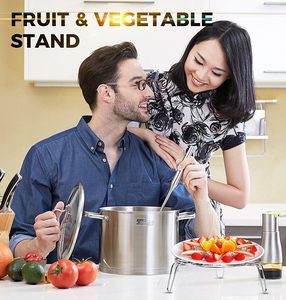 ชั้นวางหม้อนึ่งสแตนเลสสำหรับทำอาหารแบบสามขาตะกร้าขาตั้งสามขาสำหรับทอดอาหาร - Product Image 4