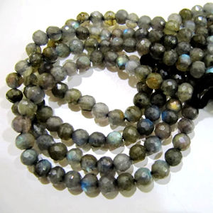Labradorite naturelle forme de boule ronde à facettes 7mm perles brins 10 pouces de long - Product Image 1