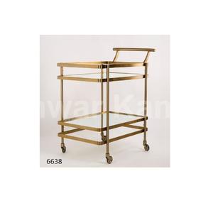 Chariot de service rectangulaire en métal moderne à 2 niveaux Meubles décoratifs de haute qualité pour la cuisine - Product Image 1