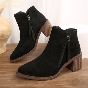 Bottines tendance pour femmes toutes saisons, talon haut de 5 à 8 cm, fermeture éclair latérale, semelle intérieure respirante en PU, fermeture à lacets, plateforme, bout pointu, tissu - Product Image 2