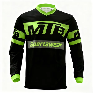 Jersey Profesional de Ciclismo MTB de Manga Larga, Negro y Blanco, de Secado Rápido y Transpirable, Sublimado Personalizado, para Motocross y Descenso - Product Image 1
