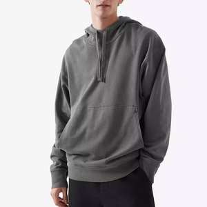 100% algodón de talla grande transpirable pulóver ácido lavado con capucha para hombres/peso pesado Vintage desgastado de gran tamaño ácido lavado con capucha - Product Image 1