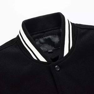 Veste de baseball à manches longues de haute qualité, couleur unie noir et blanc, avec logo personnalisé, poche, veste pour homme, patchwork - Product Image 4