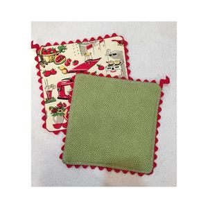 Ustensiles colorés vintage imprimés tendance hôtel maison utilisations quotidiennes lin certifié GOTS 100% coton biologique Style personnalisé maniques - Product Image 1