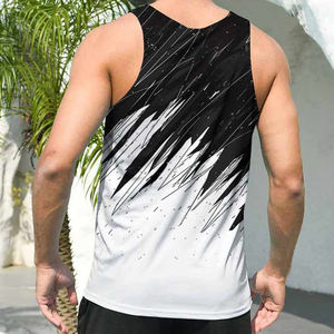 Camiseta sin Mangas Personalizada de Algodón/Spandex para Hombre, Camiseta Deportiva de Alta Calidad con Logotipo, Transpirable, de Color Sólido en 3D, Tejida - Product Image 3